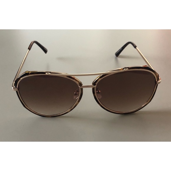 Accessories - Tortoise and Gold Framed Aviator Sunglasses